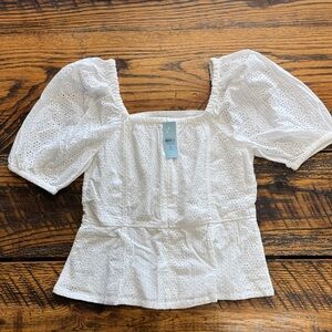Ann Taylor Factory White Eyelet Blouse